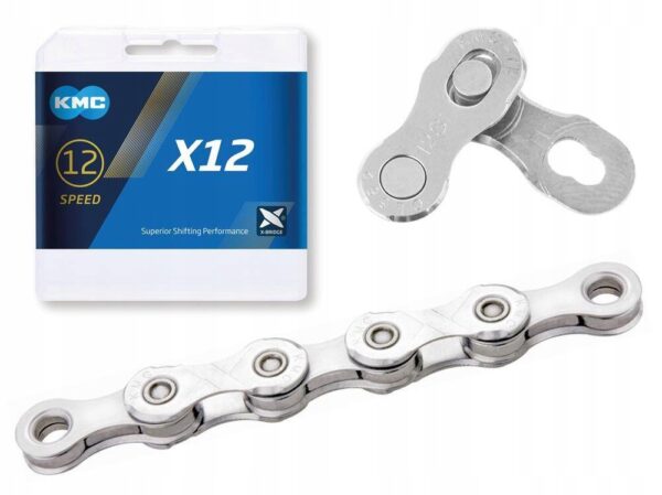 Łańcuch rowerowy KMC X12 srebrny 1/2