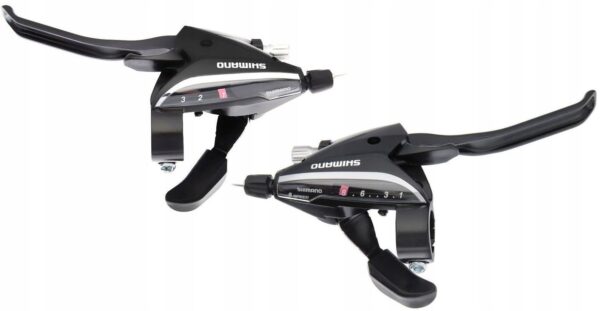 Komplet KLAMKOMANETEK SHIMANO ST-EF65 3x8s. CZARNE + linki