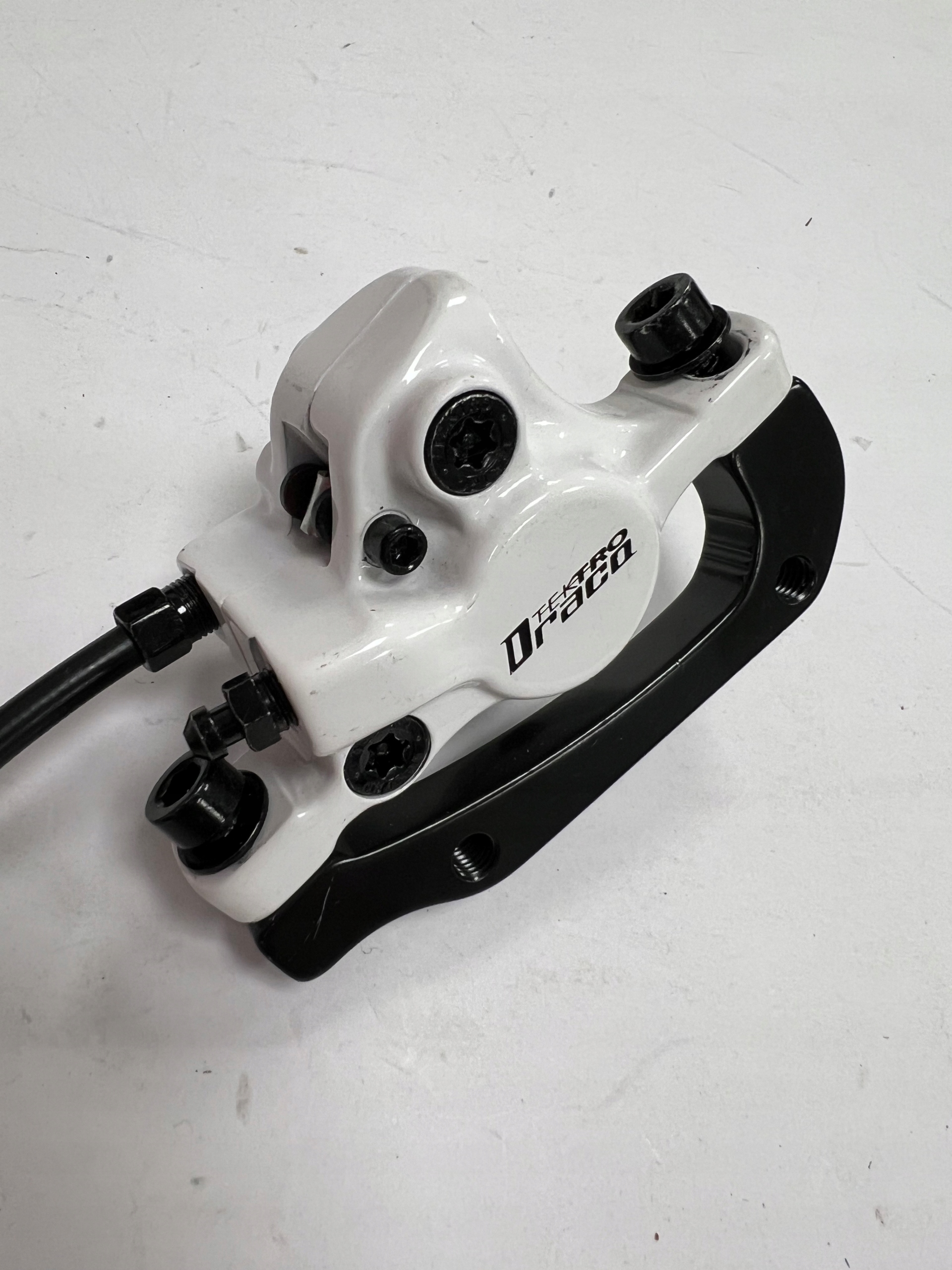 Hamulec hydrauliczny Tektro Draco Tył 178 cm, biały, 2 tłoczki + adaper - obrazek 4