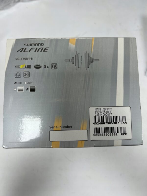 PIASTA SHIMANO ALFINE SG-S7051-8 Di2 CZARNA 36h OLD 135mm 8 speed BOX Di2 - obrazek 4