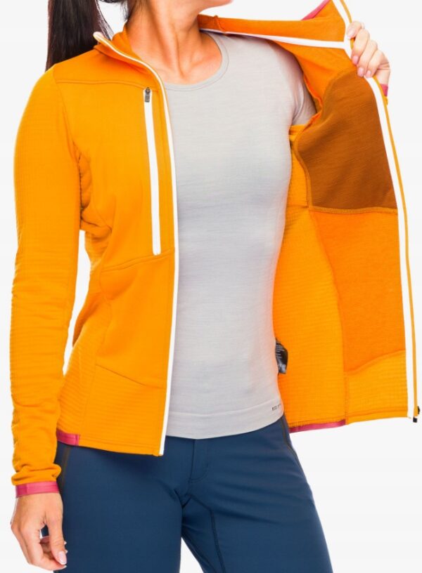 Bluza polarowa zimowa damska Ortovox Fleece Grid Hoody W S MERINO kaptur - obrazek 3