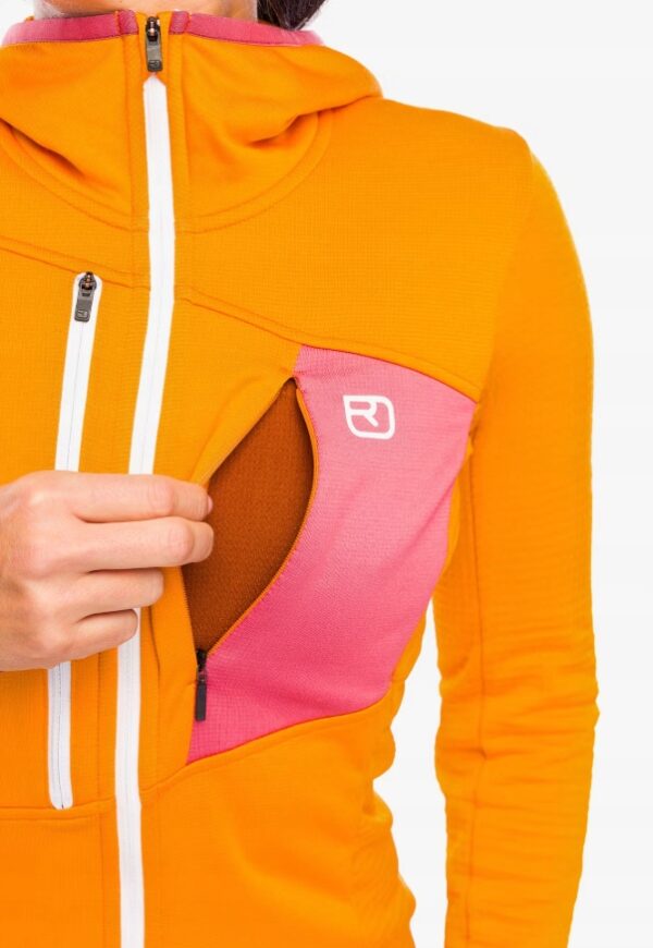 Bluza polarowa zimowa damska Ortovox Fleece Grid Hoody W S MERINO kaptur - obrazek 4