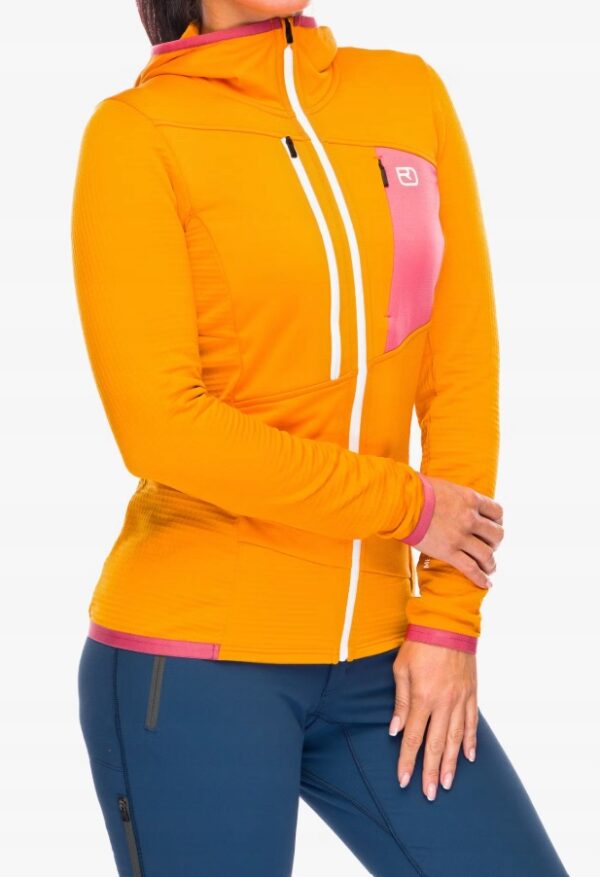 Bluza polarowa zimowa damska Ortovox Fleece Grid Hoody W S MERINO kaptur - obrazek 6