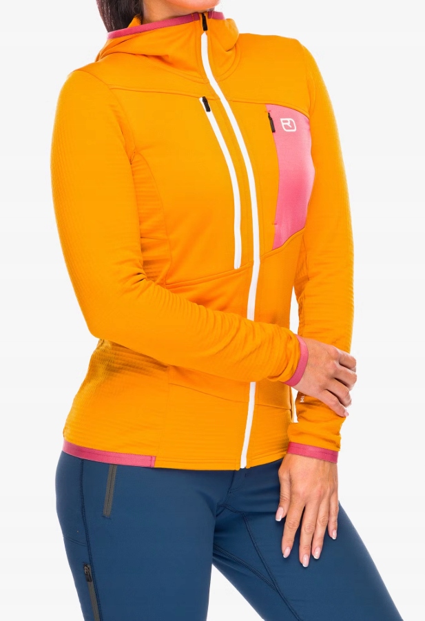 Bluza polarowa zimowa damska Ortovox Fleece Grid Hoody W S MERINO kaptur - obrazek 6
