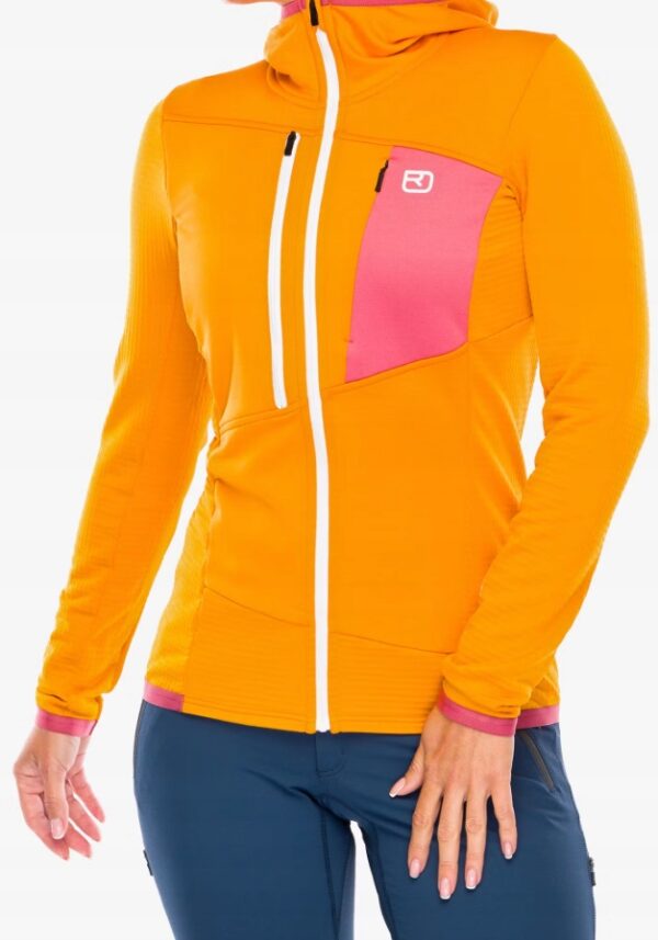 Bluza polarowa zimowa damska Ortovox Fleece Grid Hoody W S MERINO kaptur