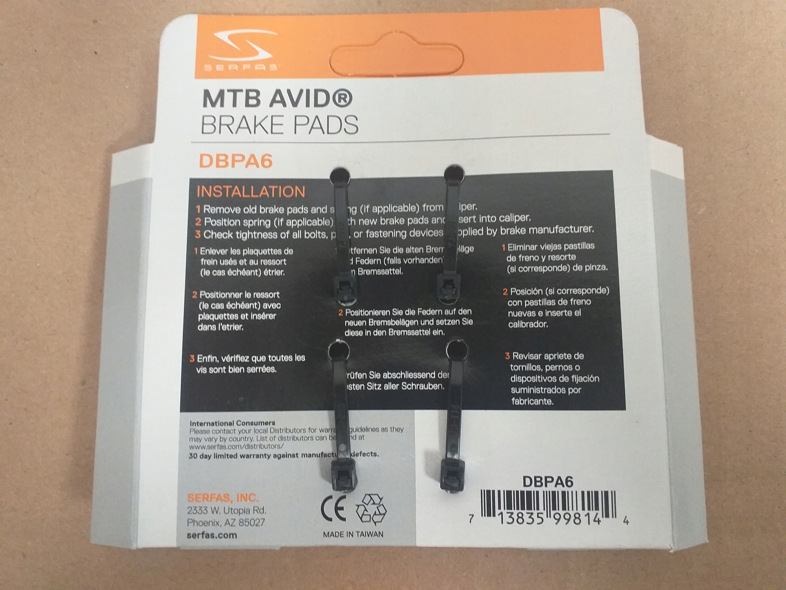 Klocki Hamulcowe MTB AVID SRAM DBPA6 Serfas - obrazek 3